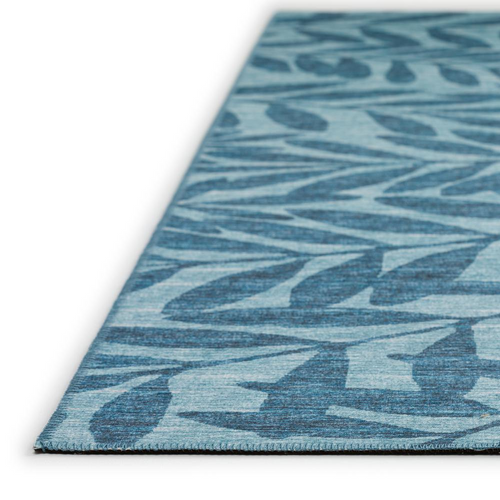Blue Coastal Leaf Pattern Huge 10' x 14' Indoor/Outdoor Area Rug - The Finishing Touch Decor