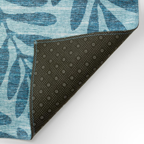 Blue Coastal Leaf Pattern Huge 10' x 14' Indoor/Outdoor Area Rug - The Finishing Touch Decor