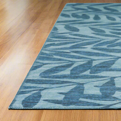 Blue Coastal Leaf Pattern Huge 10' x 14' Indoor/Outdoor Area Rug - The Finishing Touch Decor