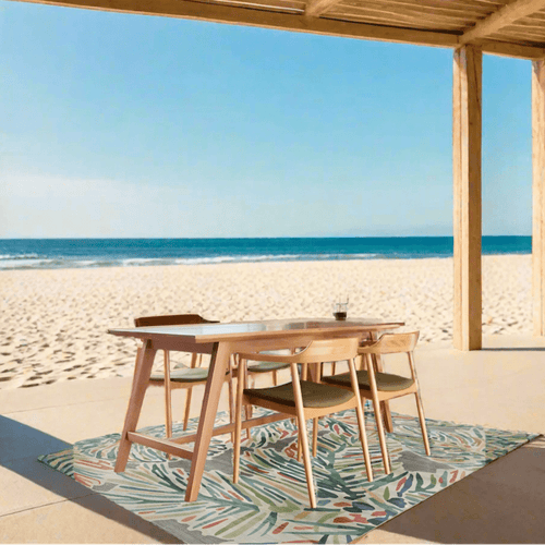 Outdoor Washable Tropical Palm Print 7' X 9' Area Rug - The Finishing Touch Decor