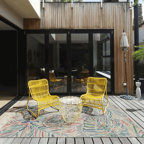 Outdoor Washable Tropical Palm Print 7' X 9' Area Rug - The Finishing Touch Decor