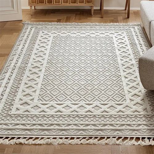 Turkish Moroccan Pattern Floor Carpet Beige Area Rug - The Finishing Touch Decor
