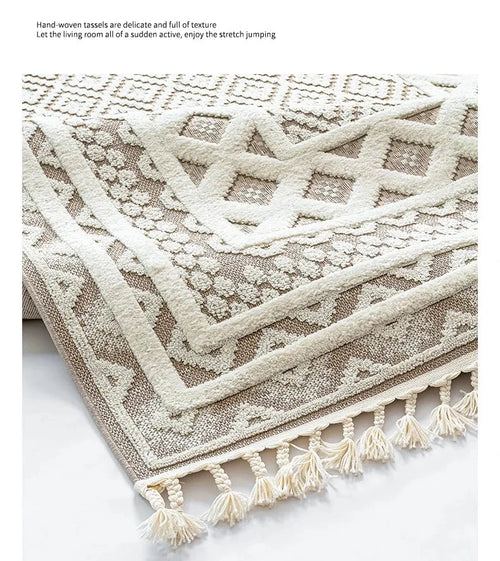 Turkish Moroccan Pattern Floor Carpet Beige Area Rug - The Finishing Touch Decor