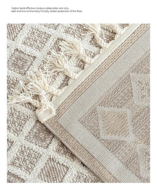 Turkish Moroccan Pattern Floor Carpet Beige Area Rug - The Finishing Touch Decor