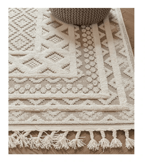 Turkish Moroccan Pattern Floor Carpet Beige Area Rug - The Finishing Touch Decor