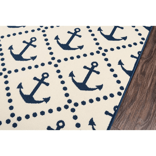 Nautical Anchor Motif Coastal Ivory Area Rug - The Finishing Touch Decor