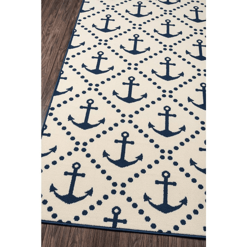 Nautical Anchor Motif Coastal Ivory Area Rug - The Finishing Touch Decor