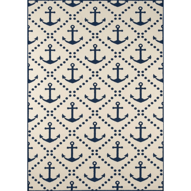 Nautical Anchor Motif Coastal Ivory Area Rug - The Finishing Touch Decor