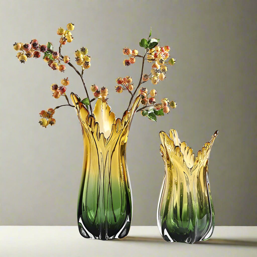 Color Gradient Green Tulip Glass Vase | The Finishing Touch Decor