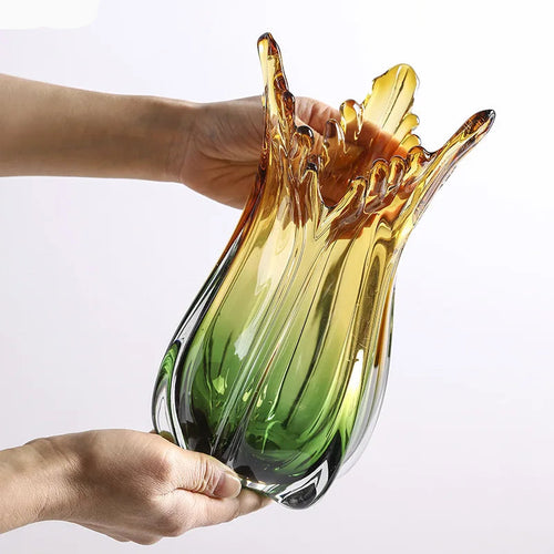 Creative Gradient Green Glass Vase Hydroponics Plant Pot Table Decoration Flowers Arrangement Floral Vases Room Aesthetic Decor