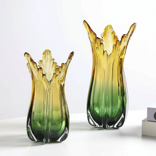Creative Gradient Green Glass Vase Hydroponics Plant Pot Table Decoration Flowers Arrangement Floral Vases Room Aesthetic Decor