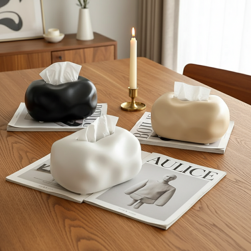 Unstructured Ceramic Silver Tissue Box Cover