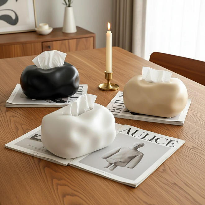 Unstructured Ceramic Silver Tissue Box Cover