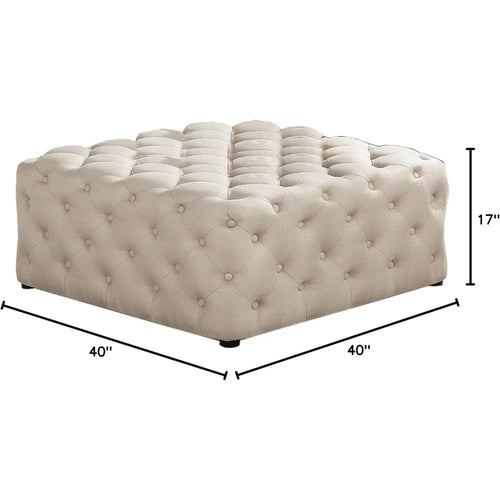 Beige Linen Tufted Square Ottoman Table - The Finishing Touch Decor