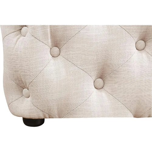 Beige Linen Tufted Square Ottoman Table - The Finishing Touch Decor
