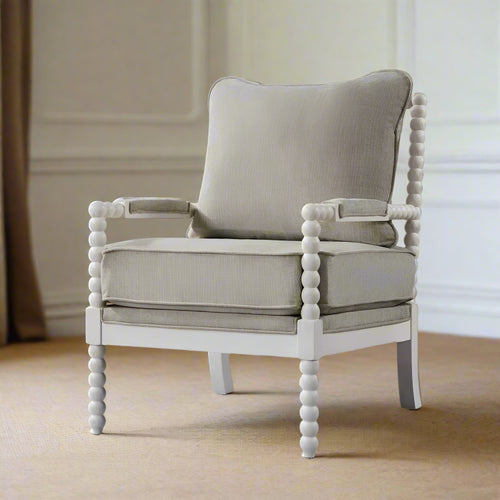 Classic Linen Fabric Armchair with Wood Frame Set - The Finishing Touch Decor
