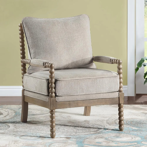 Classic Linen Fabric Armchair with Wood Frame Set - The Finishing Touch Decor