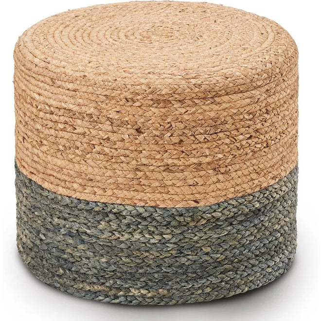 Handwoven Natural Jute Husk 18" Ottoman Pouf - The Finishing Touch Decor