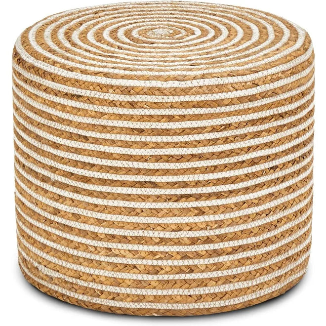 Handwoven Natural Jute Husk 18" Ottoman Pouf - The Finishing Touch Decor