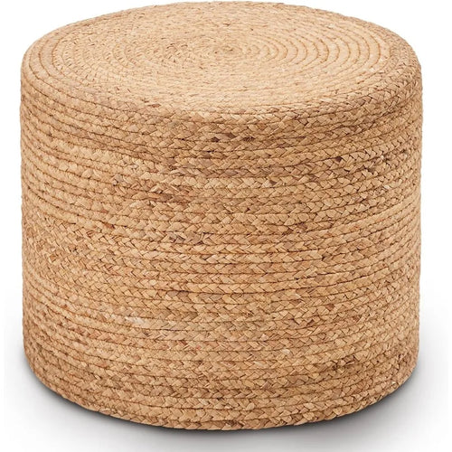 Handwoven Natural Jute Husk 18" Ottoman Pouf - The Finishing Touch Decor