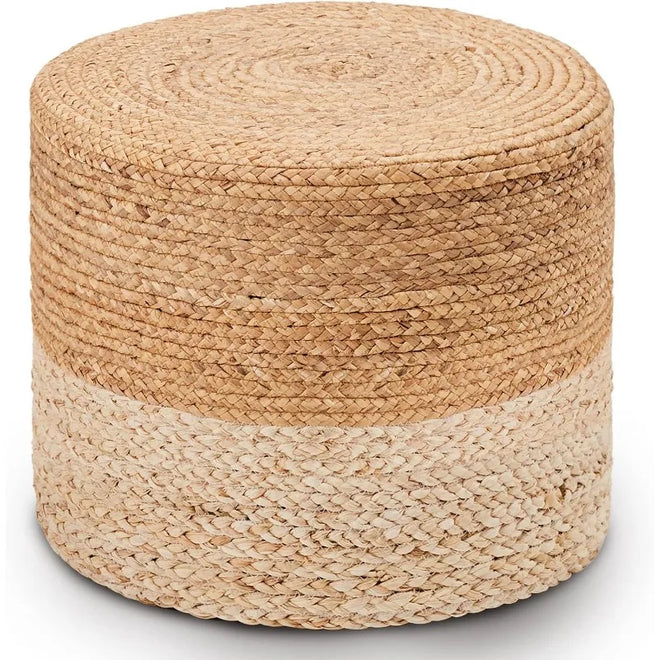 Handwoven Natural Jute Husk 18" Ottoman Pouf - The Finishing Touch Decor