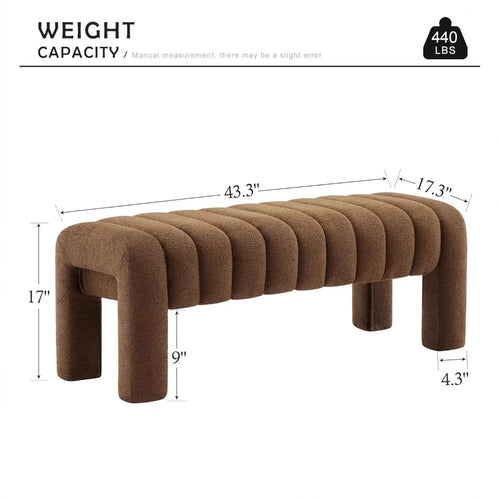 Boucle Upholstered Padded Entryway Bench - The Finishing Touch Decor