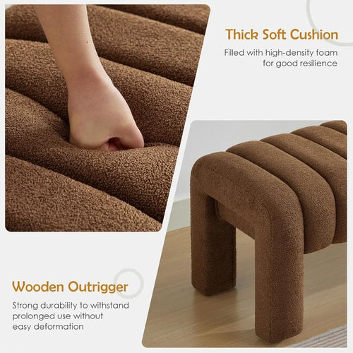 Boucle Upholstered Padded Entryway Bench - The Finishing Touch Decor