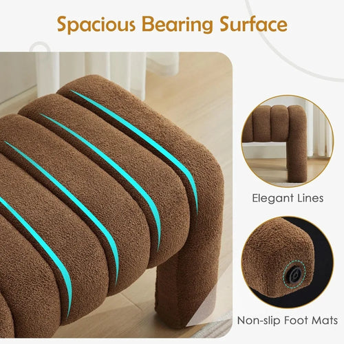 Boucle Upholstered Padded Entryway Bench - The Finishing Touch Decor