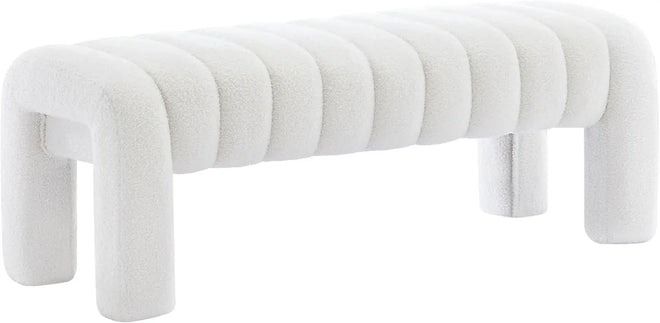 Boucle Upholstered Padded Entryway Bench - The Finishing Touch Decor