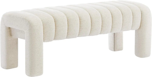 Boucle Upholstered Padded Entryway Bench - The Finishing Touch Decor