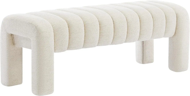 Boucle Upholstered Padded Entryway Bench - The Finishing Touch Decor