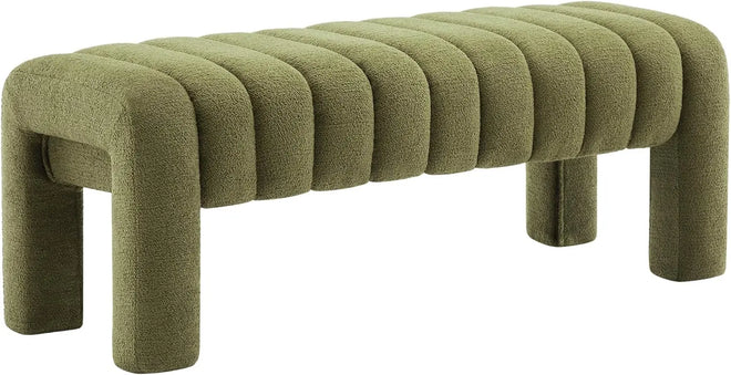 Boucle Upholstered Padded Entryway Bench - The Finishing Touch Decor