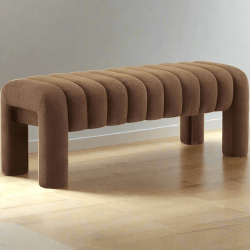 Boucle Upholstered Padded Entryway Bench - The Finishing Touch Decor
