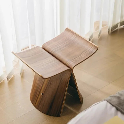 Scandi Wooden Butterfly Curved Accent Table Stool - The Finishing Touch Decor