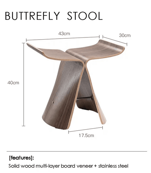 Scandi Wooden Butterfly Curved Accent Table Stool - The Finishing Touch Decor