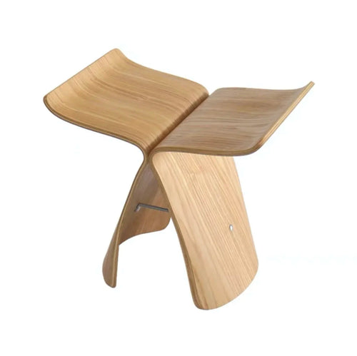 Scandi Wooden Butterfly Curved Accent Table Stool - The Finishing Touch Decor