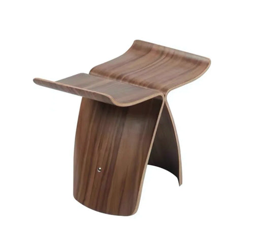 Scandi Wooden Butterfly Curved Accent Table Stool - The Finishing Touch Decor