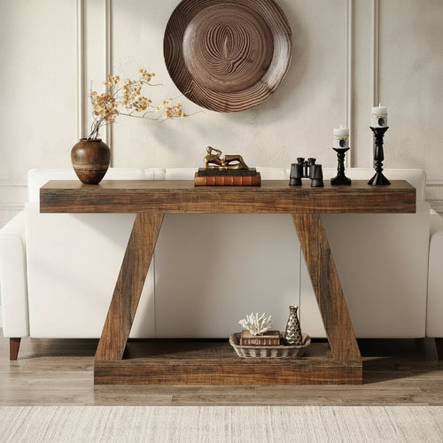 Rustic Brown Farmhouse Console 55" Entryway Table - The Finishing Touch Decor