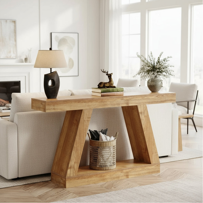 Rustic Brown Farmhouse Console 55" Entryway Table - The Finishing Touch Decor