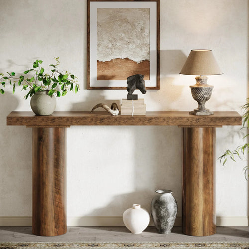 Narrow Long 63" Rustic Farmhouse Wood Console Table - The Finishing Touch Decor