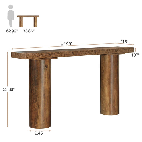 Narrow Long 63" Rustic Farmhouse Wood Console Table - The Finishing Touch Decor