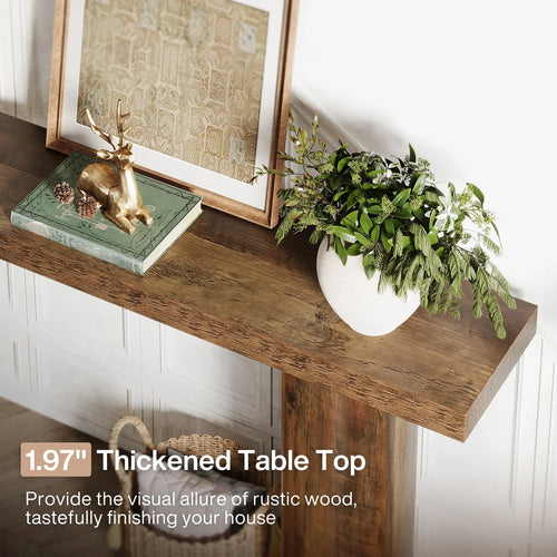 Narrow Long 63" Rustic Farmhouse Wood Console Table - The Finishing Touch Decor