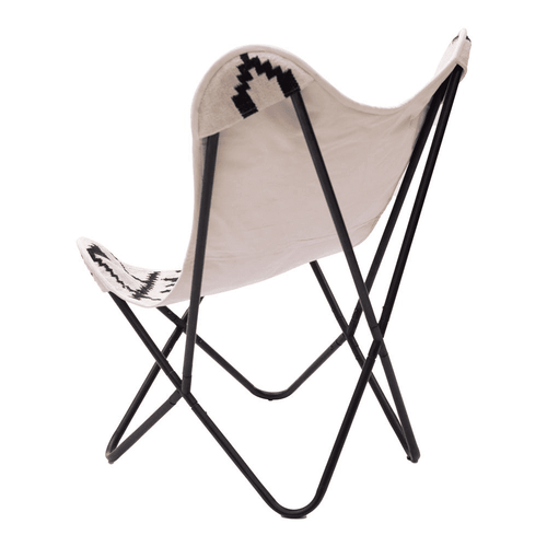 Ethnic Print Rabat Boho Accent Chair Beige & Black - The Finishing Touch Decor