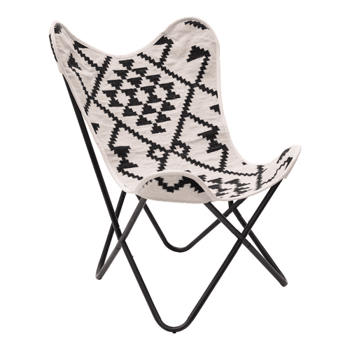 Ethnic Print Rabat Boho Accent Chair Beige & Black - The Finishing Touch Decor