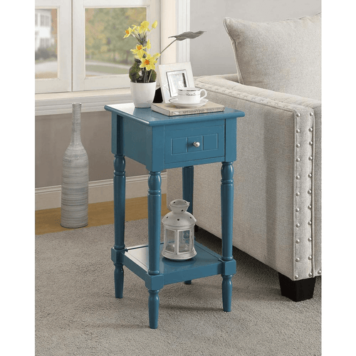 French Country Accent Table with Shelf Blue - The Finishing Touch Decor