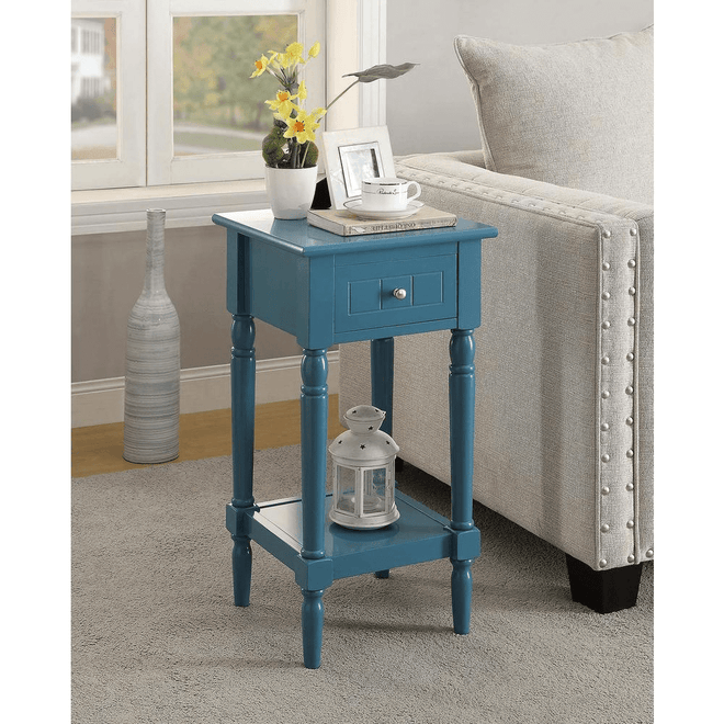 French Country Accent Table with Shelf Blue - The Finishing Touch Decor