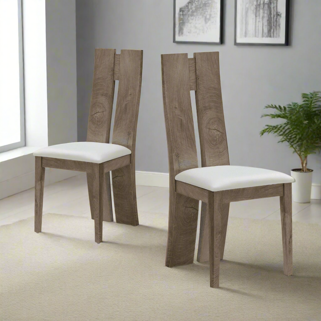 Armless Faux Leather Upholstered Seat Wooden Side Chairs, Set of 2 - The Finishing Touch Decor