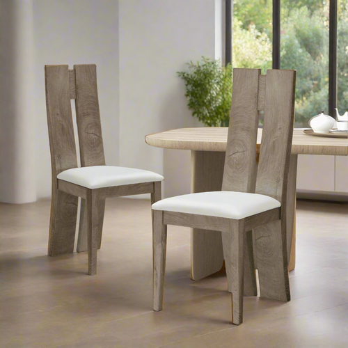 Armless Faux Leather Upholstered Seat Wooden Side Chairs, Set of 2 - The Finishing Touch Decor