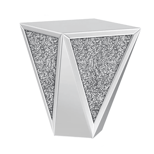 Mirrored Rhinestone Accent Glass Setting End Table - The Finishing Touch Decor