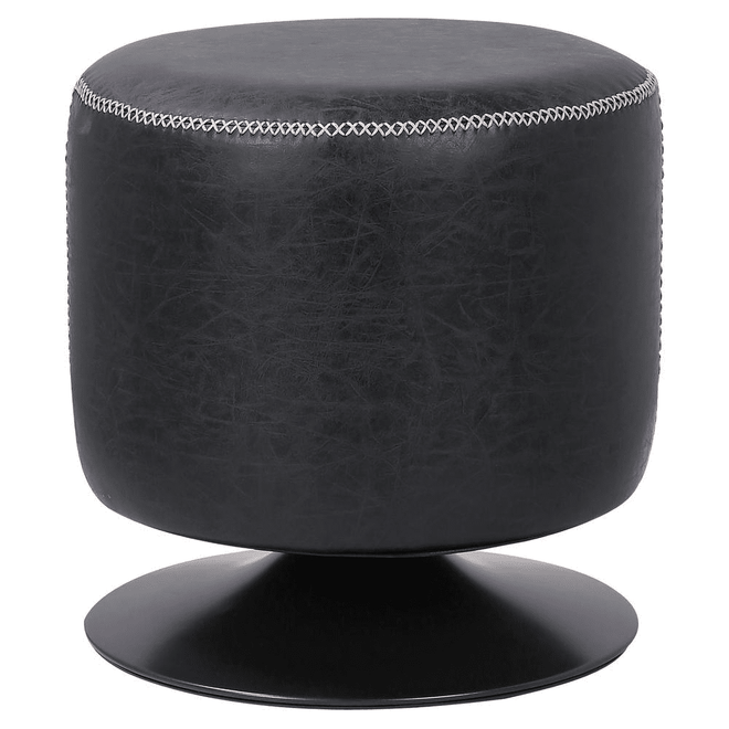Modern Industrial PU Leather & Steel Swivel Ottoman - The Finishing Touch Decor